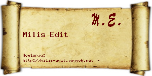 Milis Edit névjegykártya
